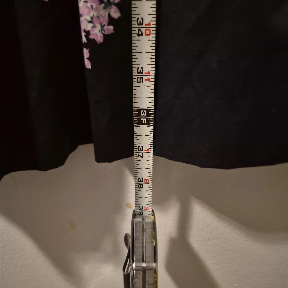 Talbots Black Floral Sateen Fit And Flare Midi Dress with Pink and Blue Blooms - Picture 7 of 9